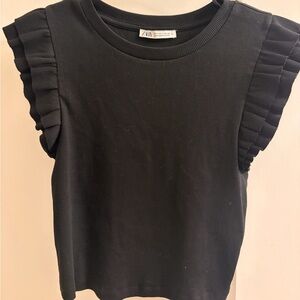 Zara Black Ribbed Knit Top